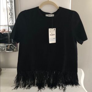 NWT Zara knit with feather bottom